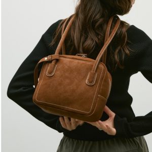ボストンバッグ Eco leather square boston bag / エコレザースクエアボストンバック レディース