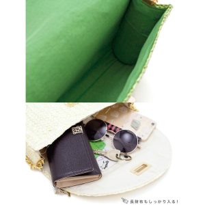 SOUBIEN バッグ 浴衣 ストローバッグ 緑 ライムグリーン 3way ショルダー クラッチバッグ ハンドバッグ リゾート バック カジュアル 和洋兼用